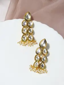 Ruby Raang Silver Gold-Plated Contemporary Jhumkas Earrings