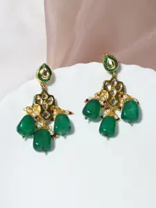 Ruby Raang Green Contemporary Drop Earrings