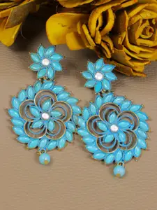 Crunchy Fashion Blue & Gold Plated Contemporary Drop Earrings