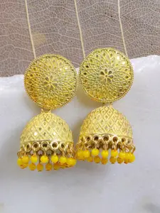 Crunchy Fashion Yellow Contemporary Jhumkas Earrings