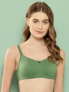 Leading Lady Green Pure Cotton Bra Non-Padded