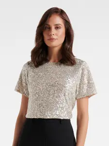 Forever New Silver-Toned Embellished Top