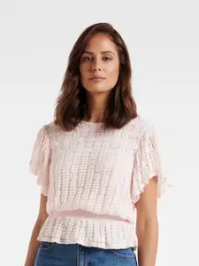 Forever New Pink Smocked Cinched Waist Top