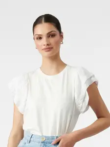 Forever New White Layered Sleeves Knitted Top