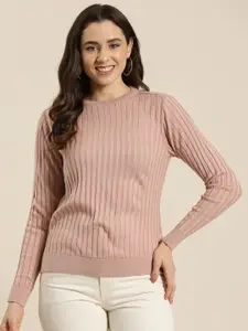 HERE&NOW Round Neck Ribbed Pullover