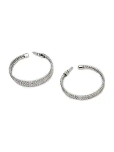 FOREVER 21 Silver-Toned Contemporary Studs Earrings