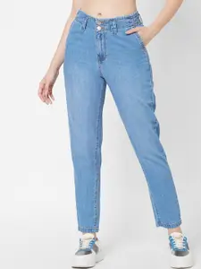 Kraus Jeans Women Blue Wide Leg High-Rise Low Distress Light Fade Jeans