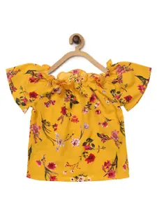 NYNSH Yellow Floral Print Off-Shoulder Bardot Top