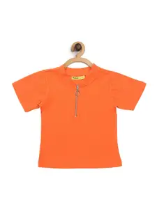 NYNSH Girls Orange Henley Neck T-shirt