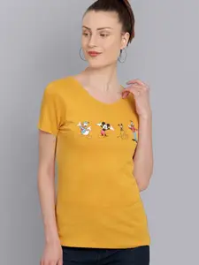 Free Authority Women Yellow Mickey & Friends Featured Shortsleeve T-shirt