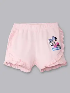 Kids Ville Girls Pink Printed Mickey & Friends Shorts