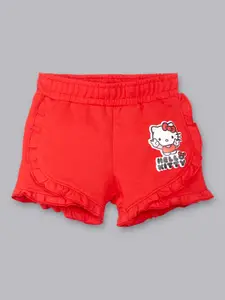 Kids Ville Girls Red Hello Kitty Printed Pure Cotton Shorts