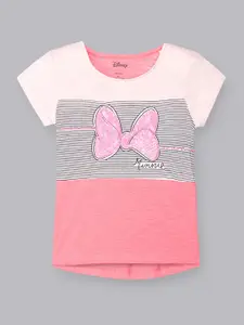 Kids Ville Girls Pink Mickey & Friends Featured Halfsleeve T-shirt