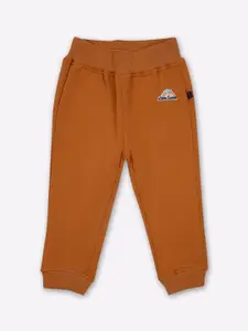 Little County Boys Rust Brown Solid Pure Cotton Joggers