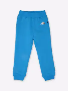 Little County Boys Blue Solid Pure Cotton Joggers Track Pants
