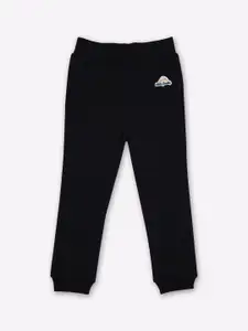 Little County Boys Black Solid Pure Cotton Joggers