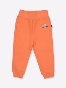 Little County Boys Peach Solid Pure Cotton Joggers