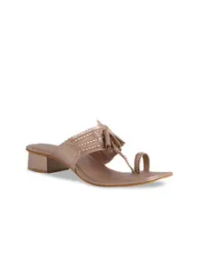 ERIDANI Women Rose Gold One Toe Flats with Bows