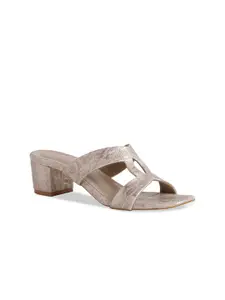 ERIDANI Gold-Toned Textured Block Sandals with Buckles