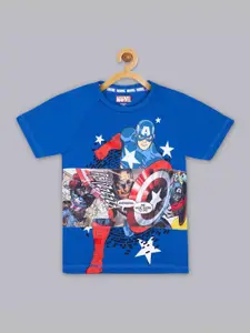 Kids Ville Boys Blue Captain America Printed T-shirt