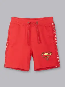 Kids Ville Boys Red Superhero Printed Superman Shorts