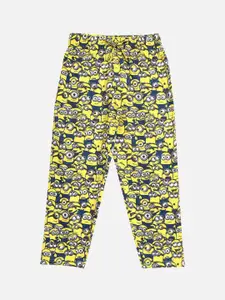 Kids Ville Boys Yellow Minion Printed Cotton Lounge Pants
