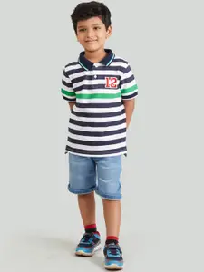 Zalio Boys Multicoloured Striped T-shirt with Shorts