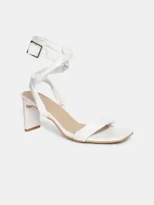 20Dresses White Textured PU Party Block Sandals