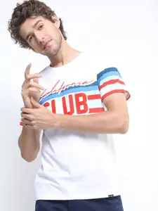 HIGHLANDER Men White Typography Printed Slim Fit T-shirt