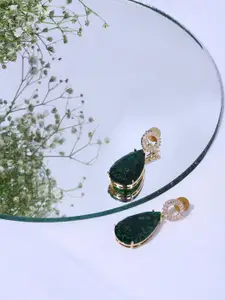 RITU SINGH Green Contemporary Drop Earrings