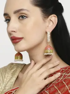 OOMPH Pink Dome Shaped Jhumkas Earrings