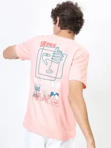 HIGHLANDER Men Pink Printed Slim Fit T-shirt