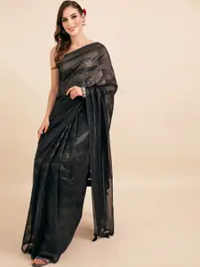 Sangria Black Poly Georgette Embellished Sequinned Saree