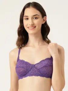 Leading Lady Purple Floral Bra Lace Non Padded