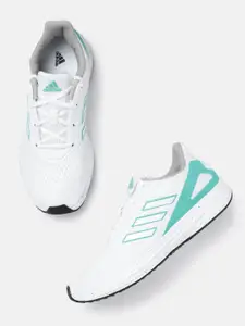 ADIDAS Men White & Green Woven Design Topazo Running Shoes