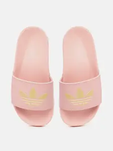 ADIDAS Originals Women Pink & Gold-Toned Brand Logo Printed Sliders