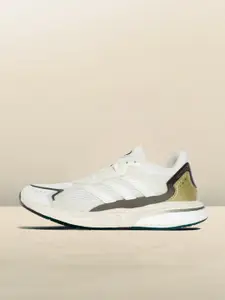 ADIDAS Women Off White & Gold-Toned Woven Design SN1997 Running Shoes