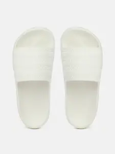 ADIDAS Originals Women Off White Self Striped Adilette Sliders