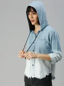 SHOWOFF Women Blue Relaxed Casual Shirt