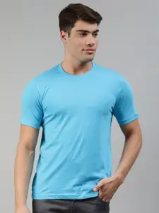 Huetrap Men Turquoise Blue Solid T-shirt