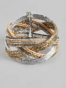 RICHEERA Women Gold-Toned & Silver-Toned Cuff Bracelet