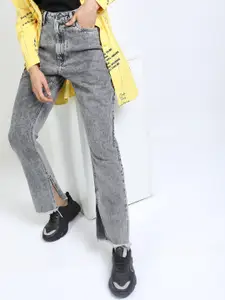 Tokyo Talkies Women Grey Flared Heavy Fade Jeans