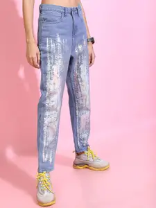 Tokyo Talkies Women Stylish Blue Mom Fit Cropped Jeans
