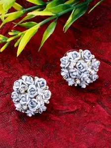 Silver Shine Grey Contemporary Studs Earrings