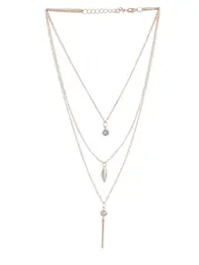 Bhana Fashion Set of 2 Blue & Rose Gold-Plated Layered Necklaces