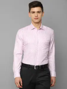 Louis Philippe Men Pink & White Grid Tattersall Checks Checked Cotton Formal Shirt