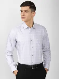 Van Heusen Men Blue Regular Fit Checked Cotton Formal Shirt