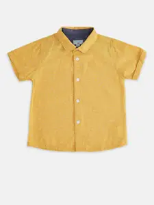 Pantaloons Baby Boys Yellow Printed Cotton Casual Shirt