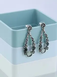 Silver Shine Silver-Toned Contemporary Drop Earrings