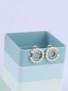 Silver Shine Gold-Toned Studs Earrings